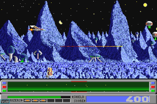 In-game screen of the game Revenge of Defender on Commodore Amiga