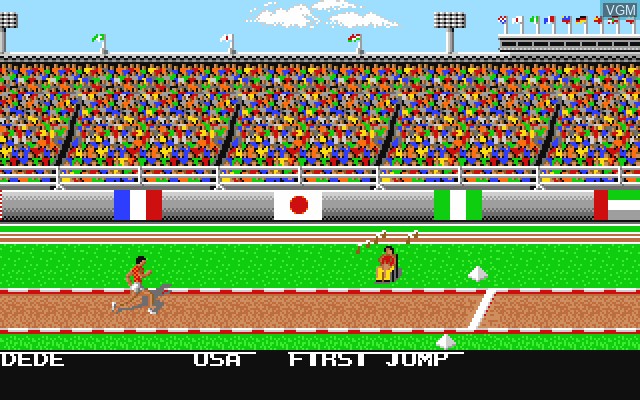 In-game screen of the game Summer Games II on Commodore Amiga