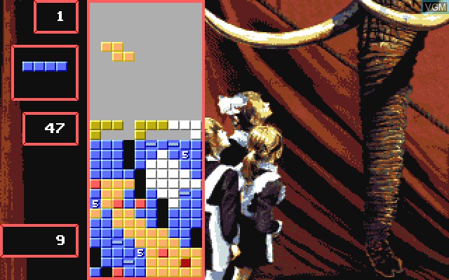 In-game screen of the game Super Tetris on Commodore Amiga