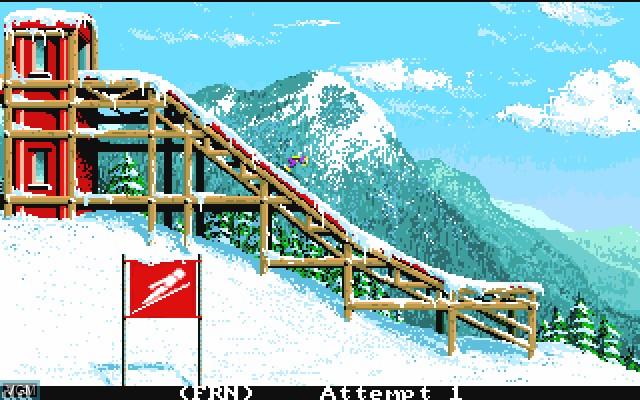 In-game screen of the game Winter Games on Commodore Amiga