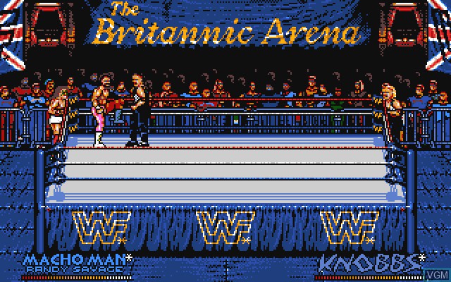 In-game screen of the game WWF European Rampage Tour on Commodore Amiga