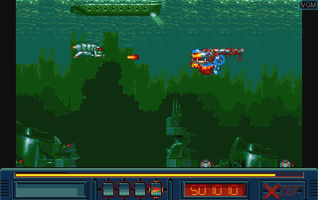 In-game screen of the game X-Out on Commodore Amiga