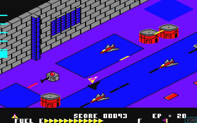 In-game screen of the game Zaxxon on Commodore Amiga