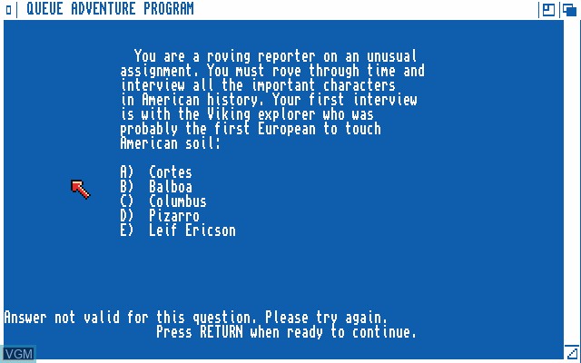 In-game screen of the game American History Adventure on Commodore Amiga