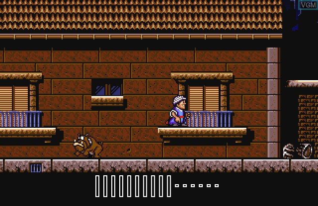 In-game screen of the game Aventures de Moktar, Les on Commodore Amiga