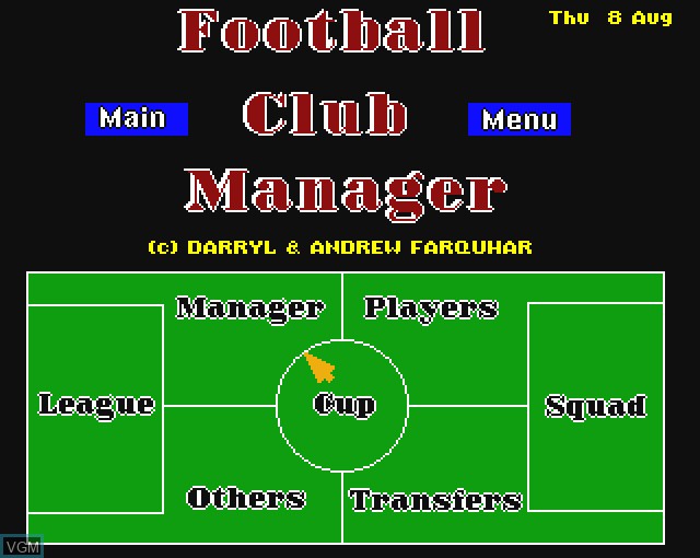 In-game screen of the game Football Club Manager on Commodore Amiga