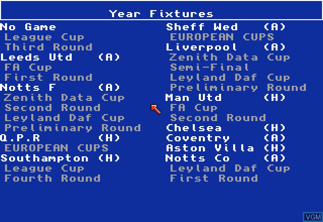 In-game screen of the game Football Masters on Commodore Amiga