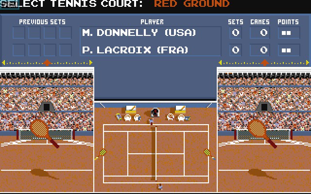 In-game screen of the game G.P. Tennis Manager on Commodore Amiga