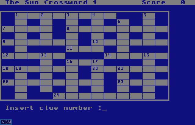 In-game screen of the game Sun Crosswords, The - Vol on Commodore Amiga