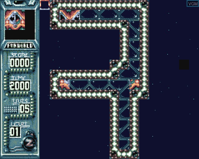 In-game screen of the game Zardoz on Commodore Amiga