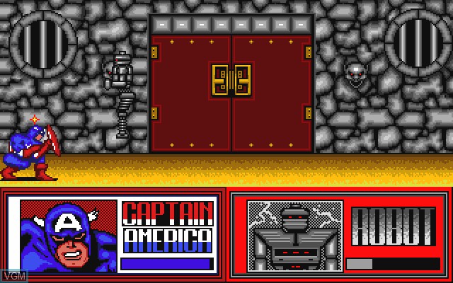 In-game screen of the game Amazing Spider-Man and Captain America in Dr. Doom's Revenge! on Commodore Amiga