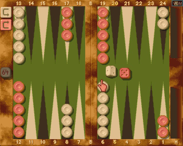 In-game screen of the game Backgammon Royal on Commodore Amiga