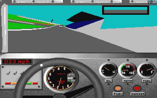 In-game screen of the game Bill Elliott's Nascar Challenge on Commodore Amiga