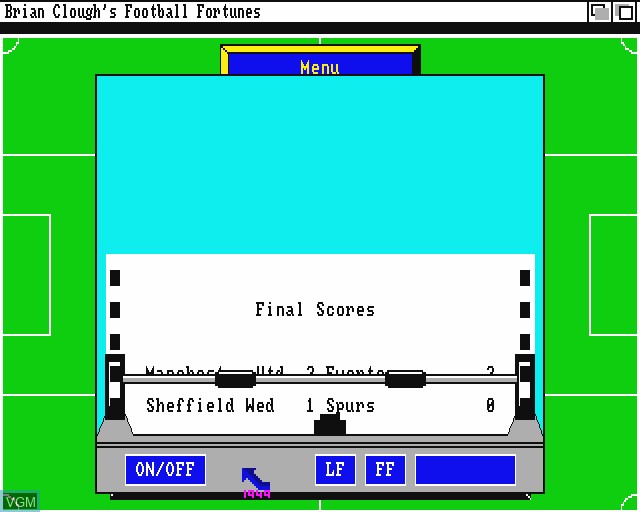 In-game screen of the game Brian Cloughs Football Fortunes on Commodore Amiga