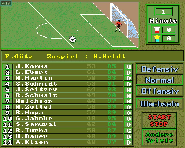 In-game screen of the game Diego Maradona World Football Manager on Commodore Amiga