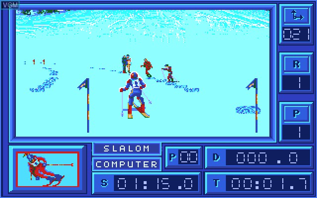 In-game screen of the game Downhill Challenge on Commodore Amiga