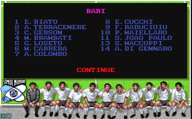 In-game screen of the game Football Champ on Commodore Amiga