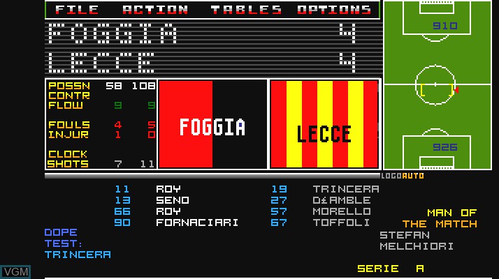 In-game screen of the game Football Tactician 2 Italia - Goal! on Commodore Amiga