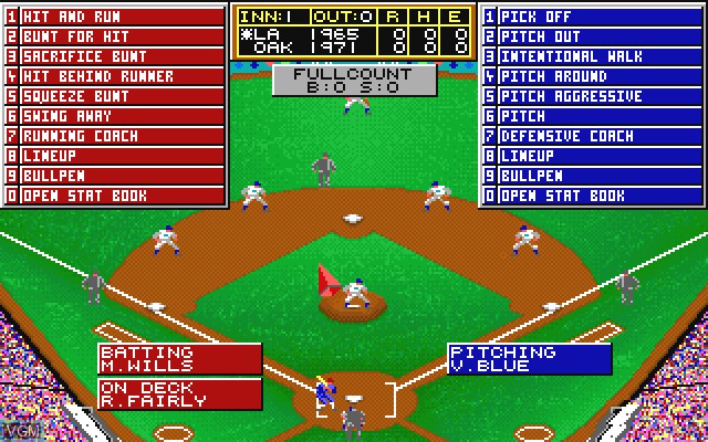 In-game screen of the game MicroLeague Baseball - The Manager's Challenge on Commodore Amiga
