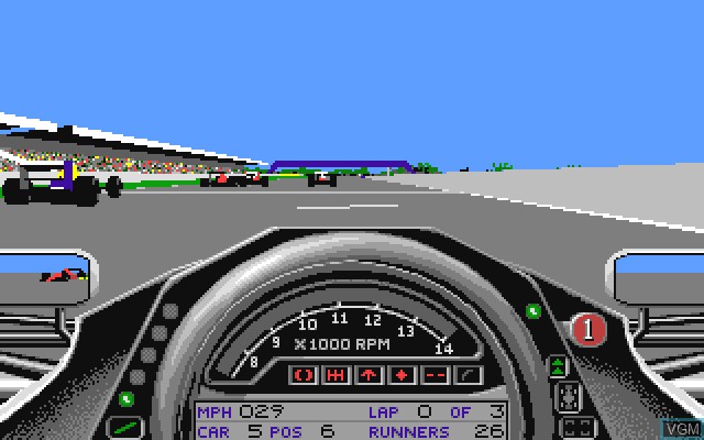 In-game screen of the game MicroProse Formula One Grand Prix on Commodore Amiga