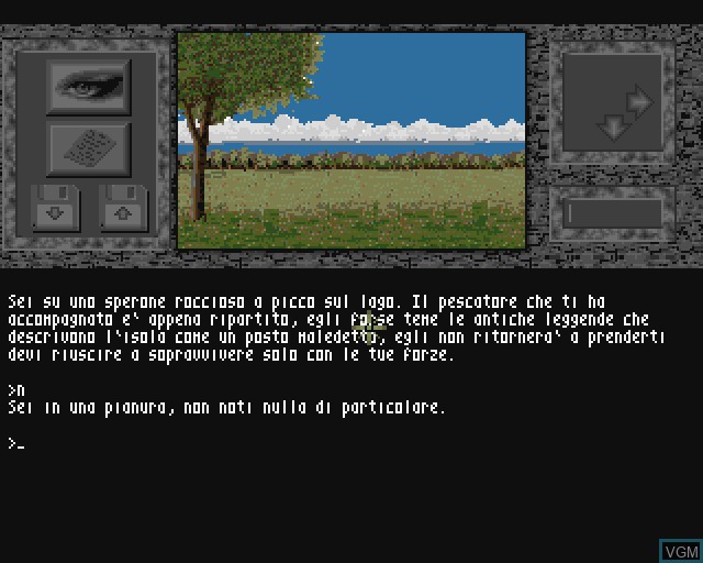 In-game screen of the game Mystere - Fuga Dal Castello di Lockness on Commodore Amiga