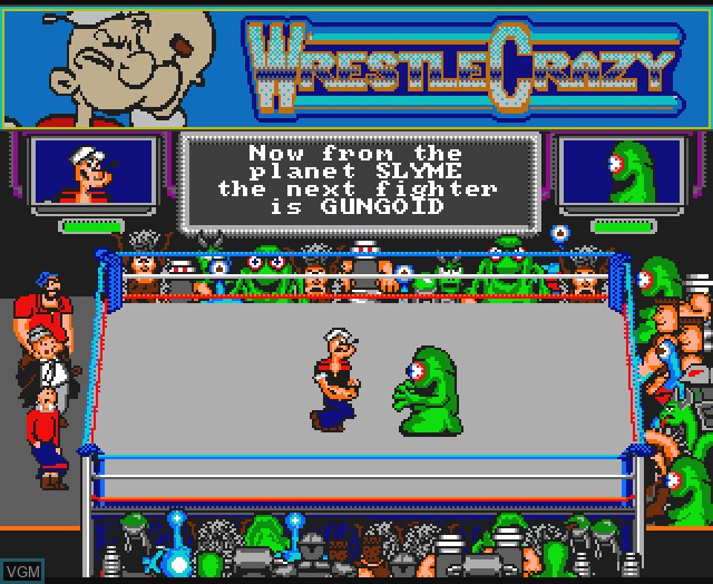 In-game screen of the game Popeye Wrestle Crazy on Commodore Amiga