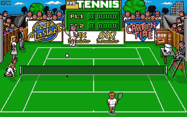 In-game screen of the game Pro Tennis Simulator on Commodore Amiga