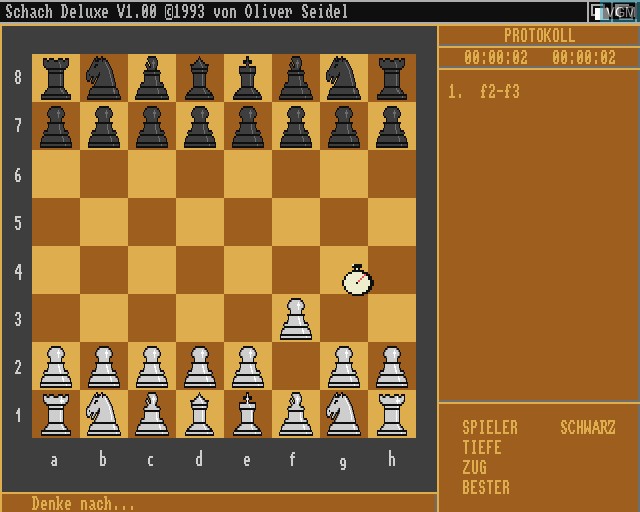 In-game screen of the game Schach Deluxe on Commodore Amiga