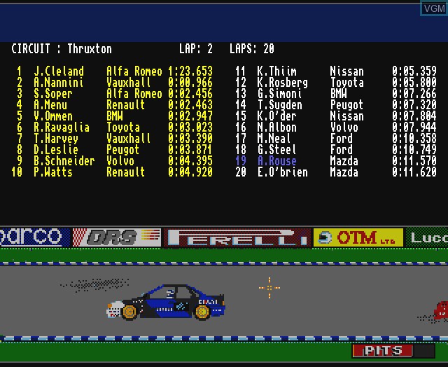 In-game screen of the game Touring Car Challenge on Commodore Amiga