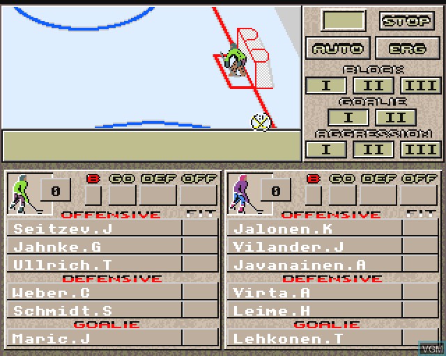 In-game screen of the game World Hockey League Manager on Commodore Amiga