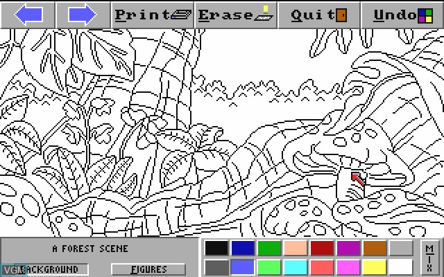In-game screen of the game FernGully - The Last Rain Forest - The Computerized Coloring Book on Commodore Amiga