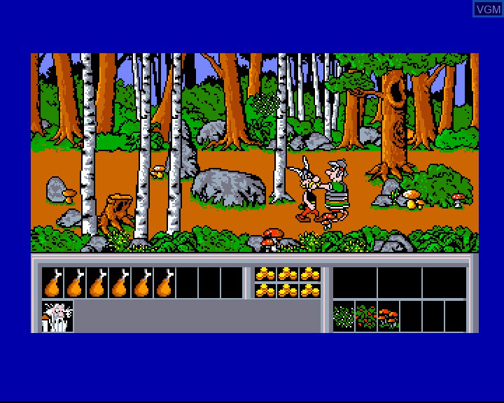 In-game screen of the game Asterix le Coup du Menhir on Commodore Amiga