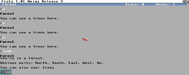 In-game screen of the game Adventure 01 - Adventureland r1 on Commodore Amiga