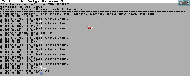 In-game screen of the game Adventure 07 - Mystery Fun House on Commodore Amiga
