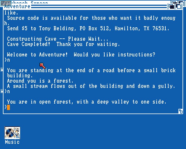 In-game screen of the game Adventure v1 on Commodore Amiga