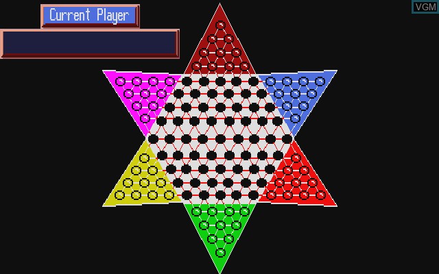 In-game screen of the game Amiga Chinese Checkers on Commodore Amiga