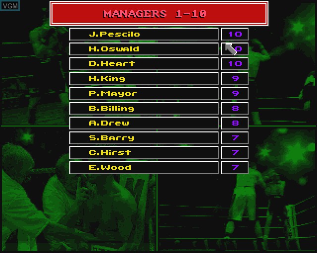 In-game screen of the game Boxing Masters - Championship Boxing Manager on Commodore Amiga