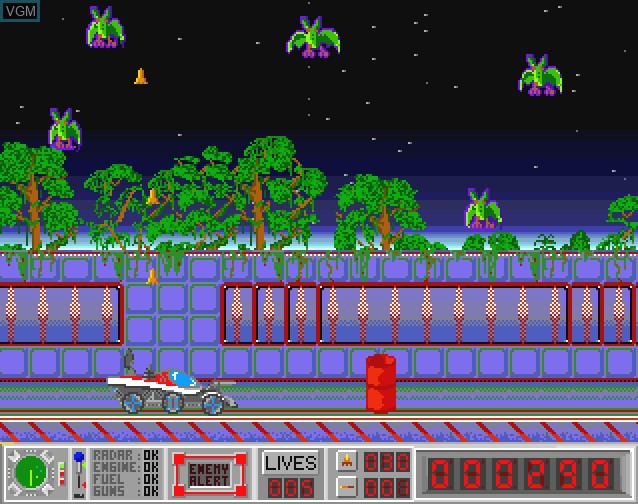 In-game screen of the game Buggy Commando on Commodore Amiga