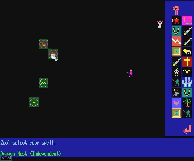 In-game screen of the game Chaos - Return of the Wizards on Commodore Amiga