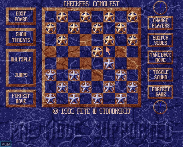 In-game screen of the game Checkers Conquest on Commodore Amiga