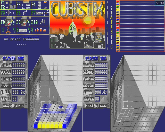 In-game screen of the game Cubistix on Commodore Amiga