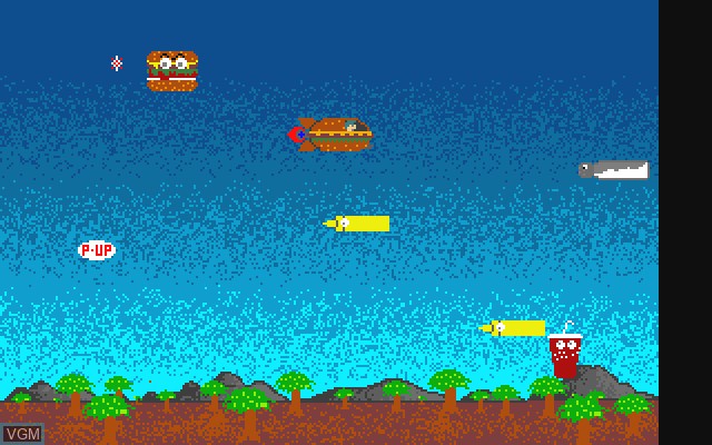 In-game screen of the game Galactic Food Fight on Commodore Amiga