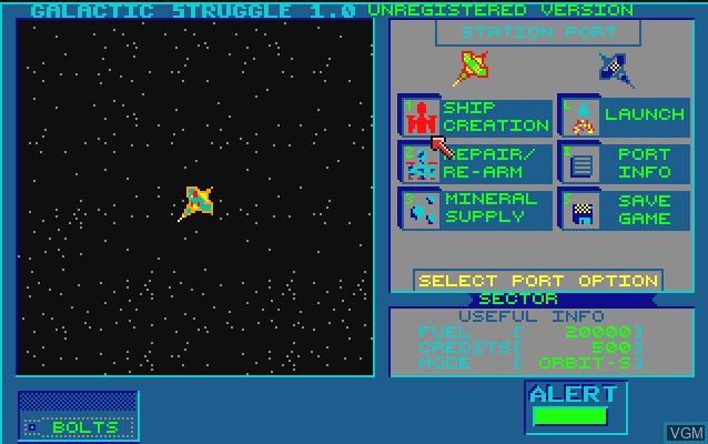 In-game screen of the game Galactic Struggle on Commodore Amiga