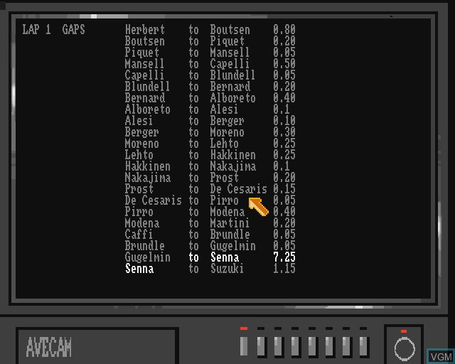 In-game screen of the game Grand Prix Simulator on Commodore Amiga