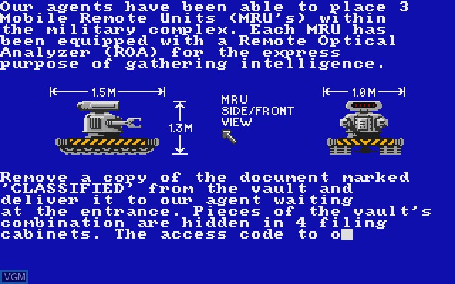 In-game screen of the game Hacker II - The Doomsday Papers on Commodore Amiga