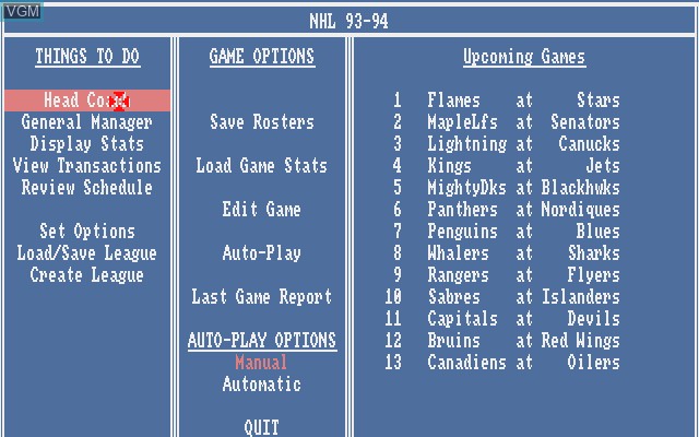 In-game screen of the game Hockey League Simulator on Commodore Amiga