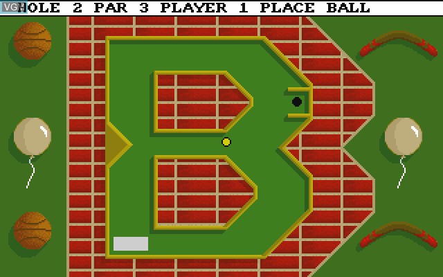 In-game screen of the game Hole-In-One - Miniature Golf on Commodore Amiga
