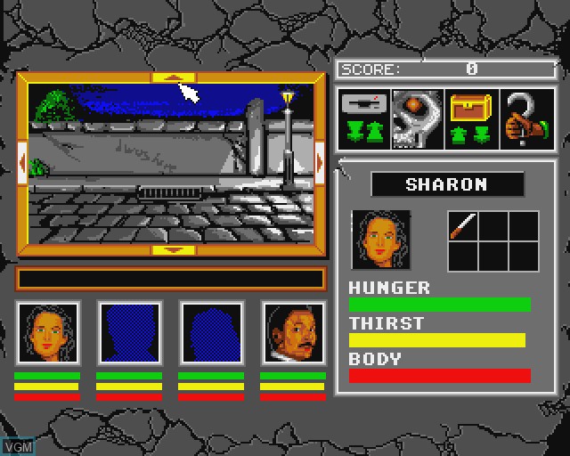 In-game screen of the game Lords of Doom on Commodore Amiga