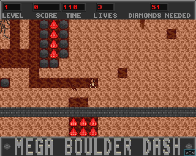 In-game screen of the game Mega Boulder Dash - The Garden on Commodore Amiga