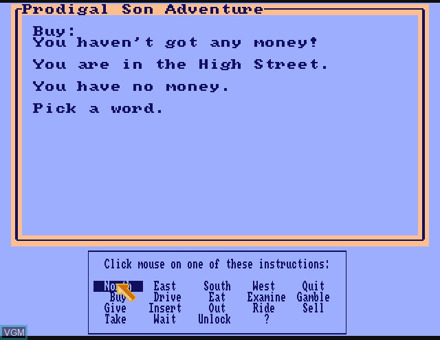 In-game screen of the game Prodigal Son Adventure on Commodore Amiga